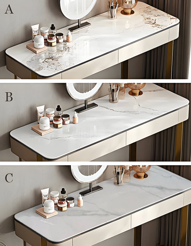 Hamlin Dressing Table With Mirror, Sintered Stone