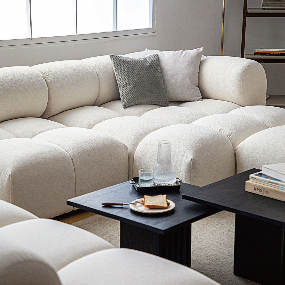 Lysander Velvet Module Three Seater, Four Seater, Five Seater Sofa, Corner Sofa, White