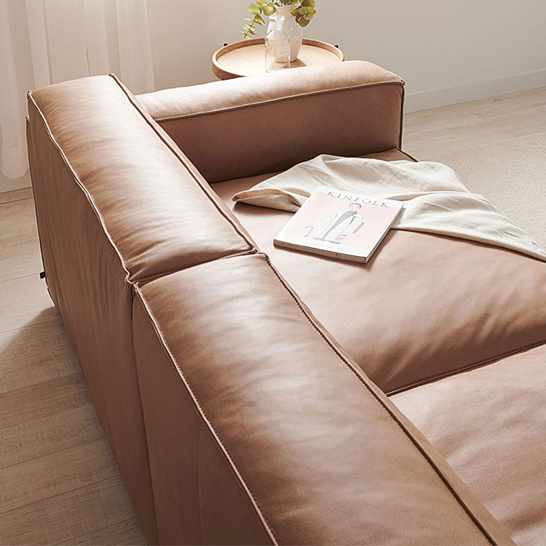 Lucian Four Seater Coner Sofa, Modular Sofa, Real Leather