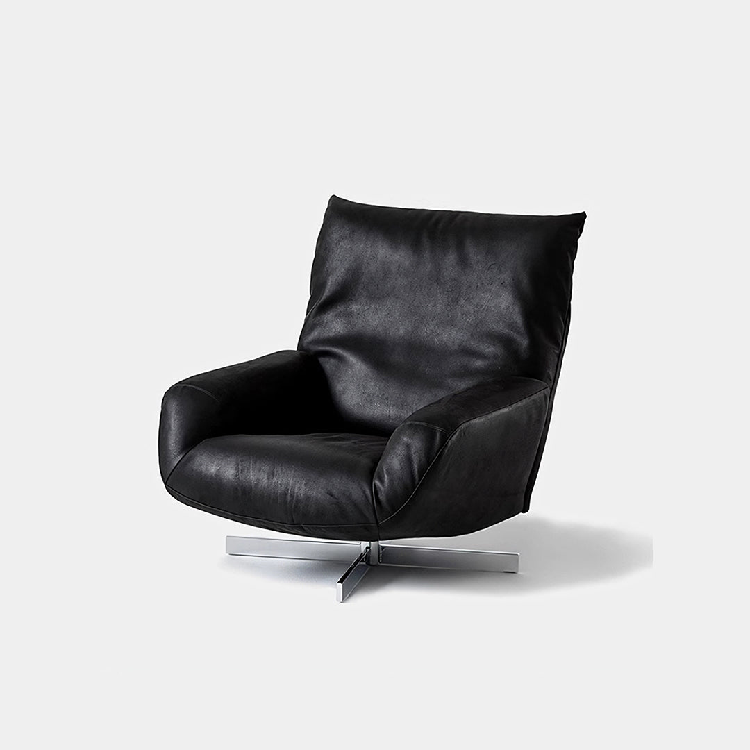 Schmidt Chiara Lounge Chair With Footstool, Swivel, Real Leather