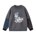 Autumn Dog Jacquard Fake Two-Piece Loose Sweater