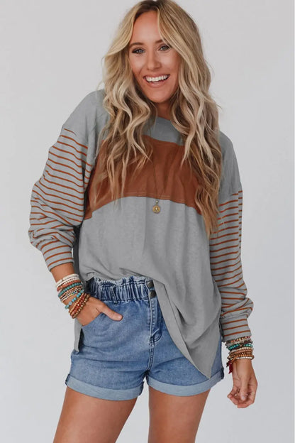 Color Block Bishop Sleeve Top Women UK