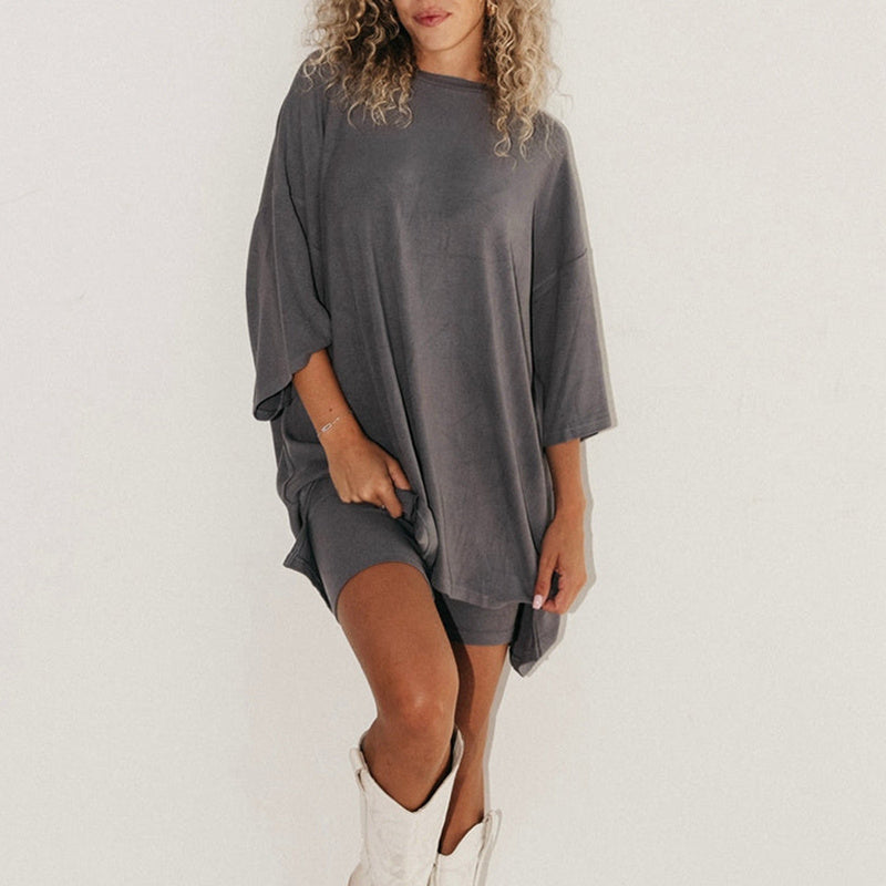 Summer Shorts Suit Fashion Loose Short-sleeved T-shirt And Slim Tight Pants Women's Clothing