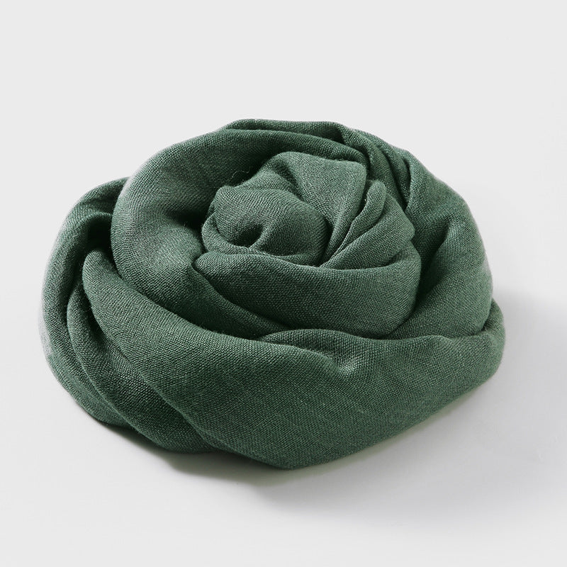 Artistic Sunscreen Solid Color Cotton And Linen Scarf