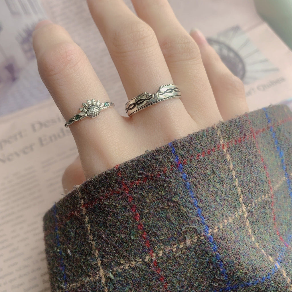 Valentine's Day Gift Girlfriend Sen 925 Art Retro Ring
