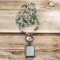 Fashion Bohemian Natural Stone Glass Knotted Necklace