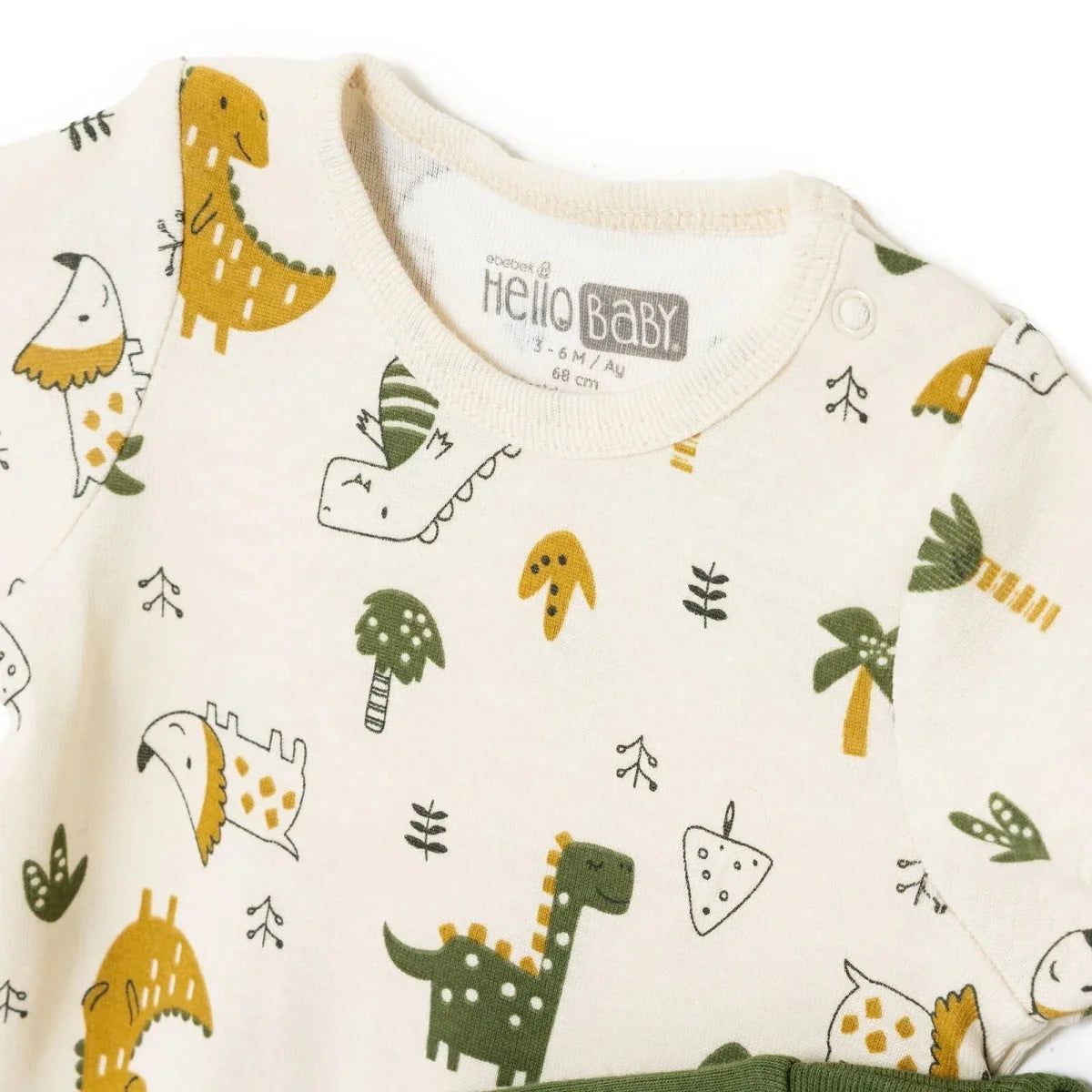 HelloBaby 2 Pack Dinosaur Print Short Sleeve Baby Bodysuits (1-3 Months to 2-3 Years)
