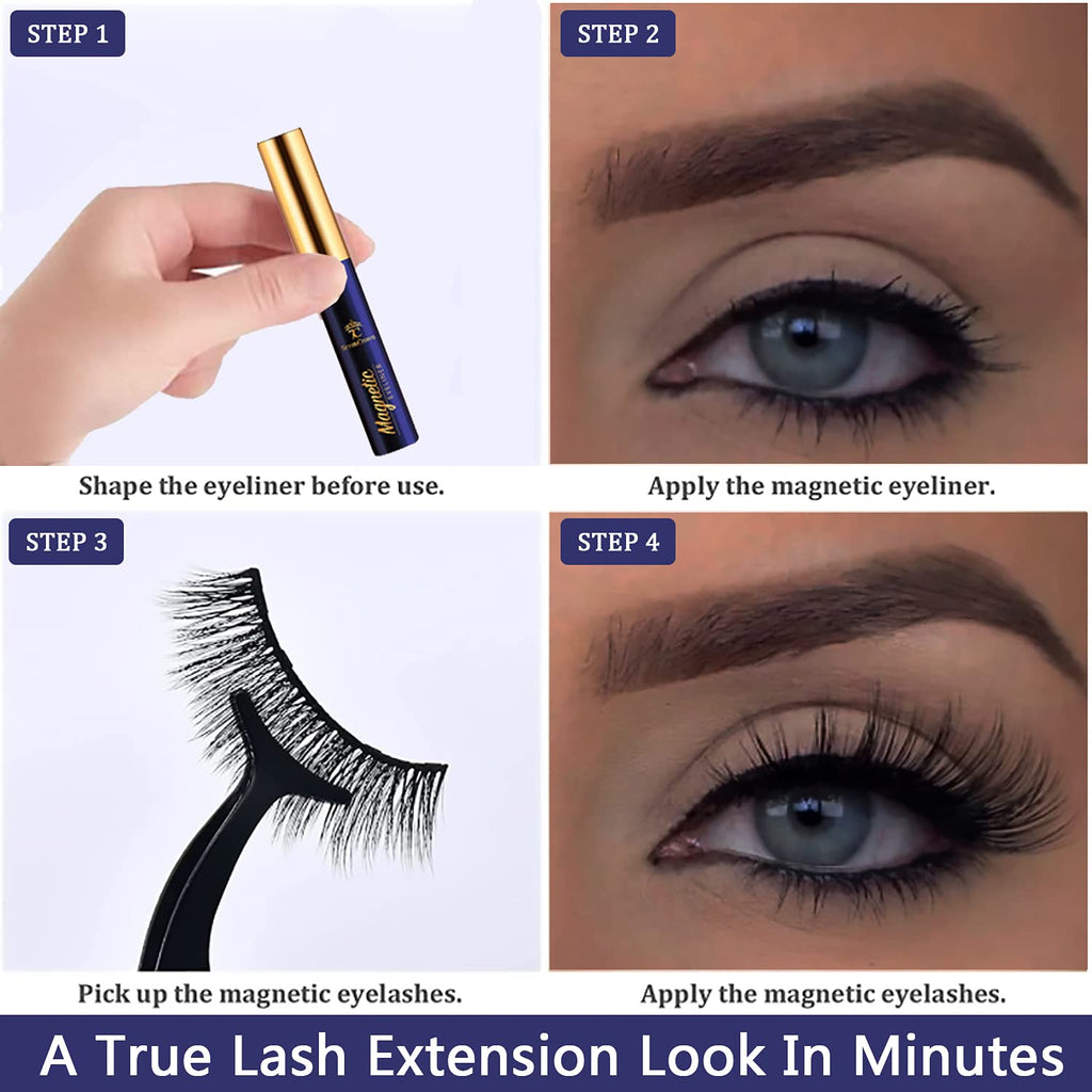7C SEVENCROWN Magnetic Eyelashes 3D Medium with Upgraded Magnetic Liner – Waterproof & Reusable