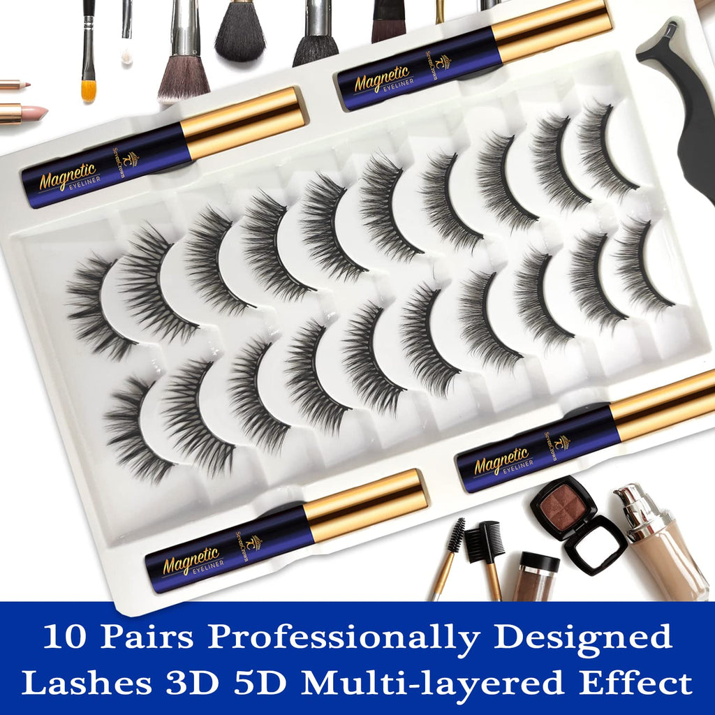 7C SEVENCROWN Magnetic Eyelashes 3D Medium with Upgraded Magnetic Liner – Waterproof & Reusable