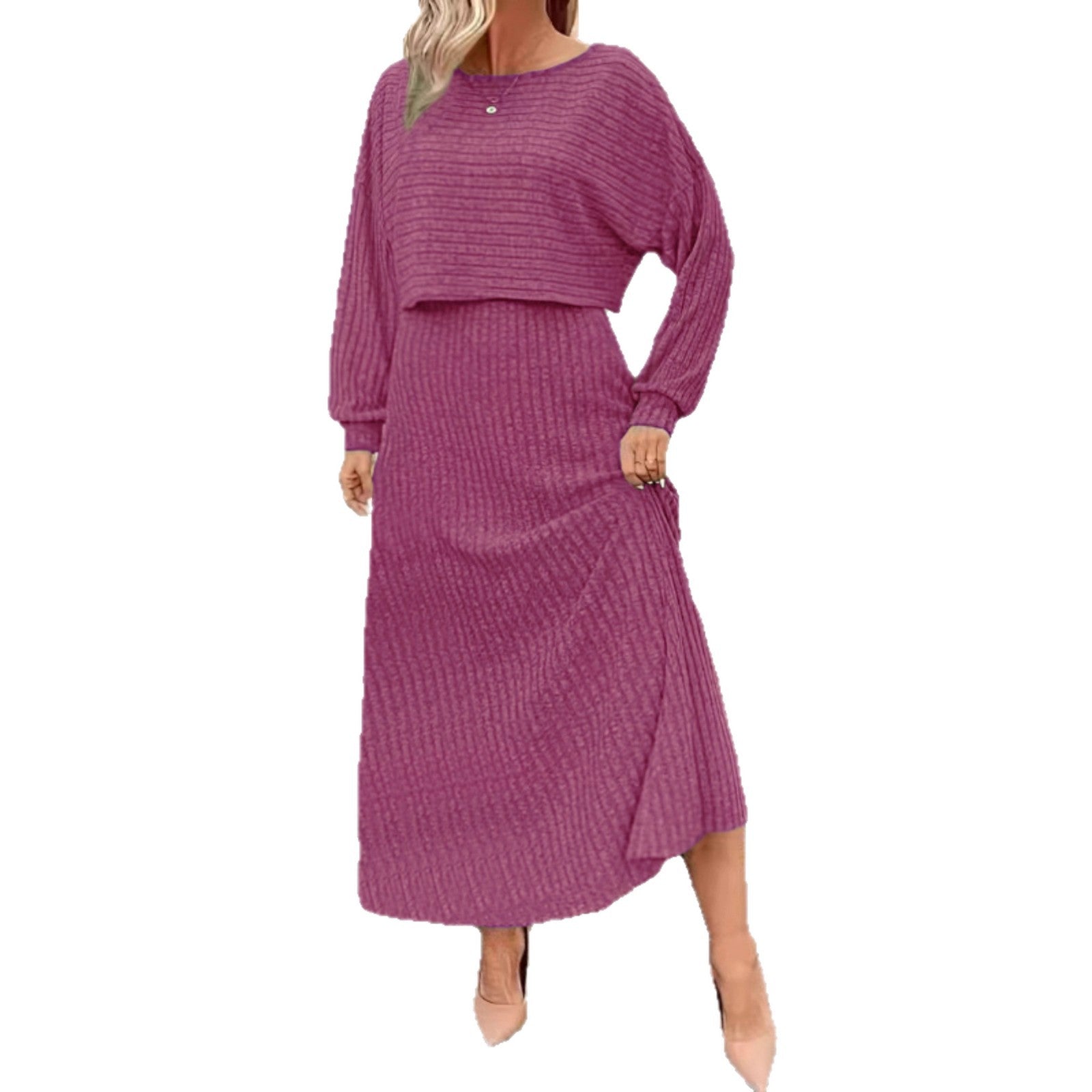 Womens Long-sleeve Top And Dress Set