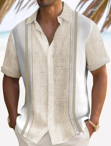 Beach Striped Shirt Short Sleeve Men