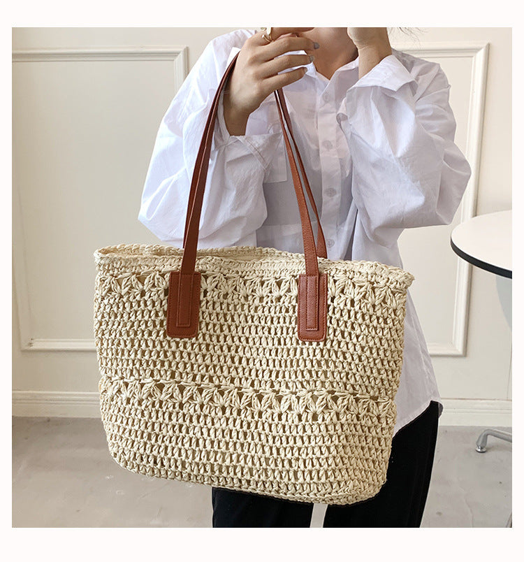 Women's Fashionable All-match Large Capacity Woven Shoulder Bag