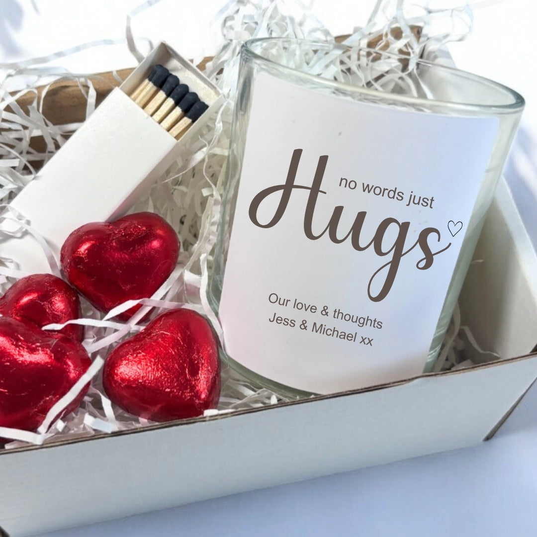 Personalised No Words Just Hugs Candle Gift Set | Friend, Family