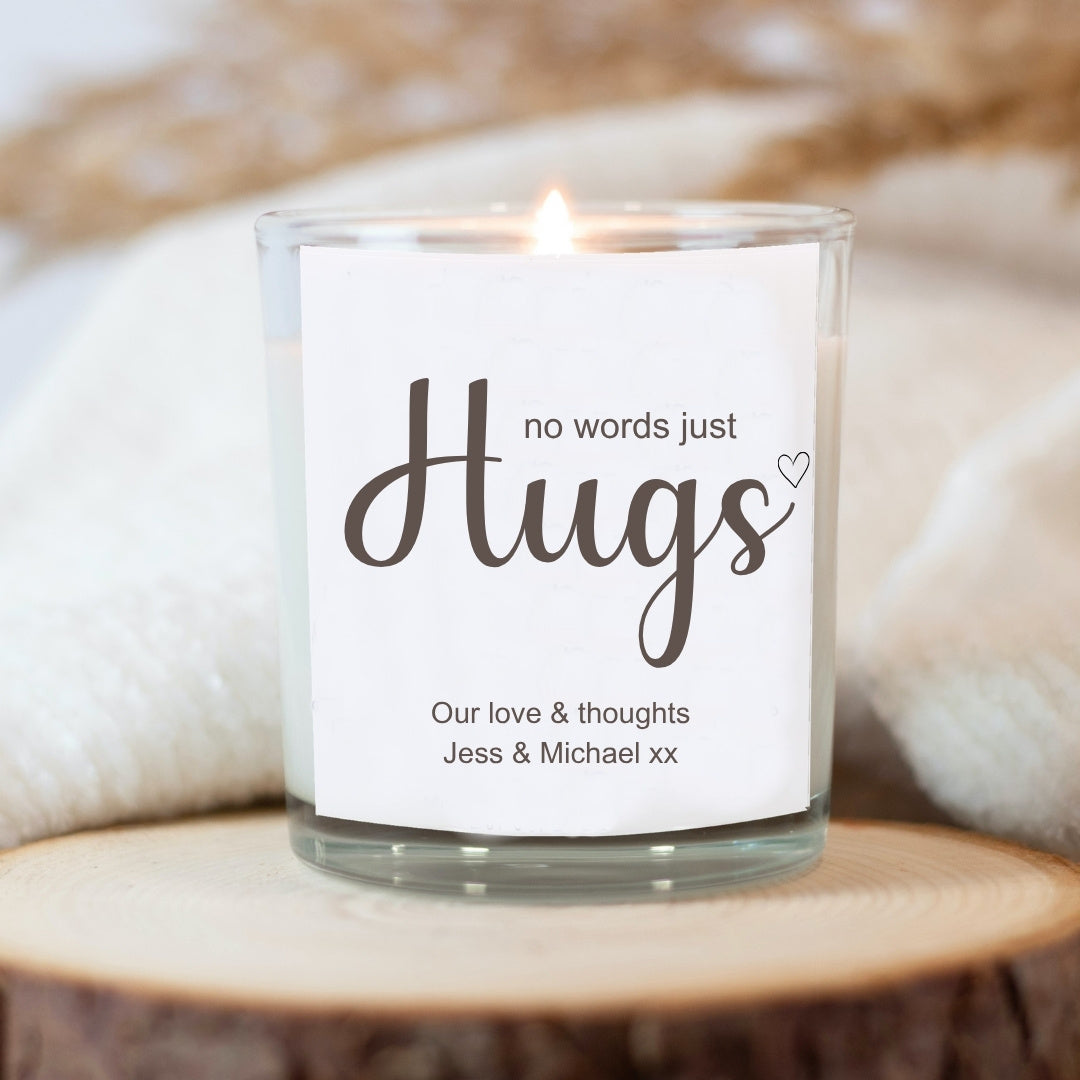 Personalised No Words Just Hugs Candle Gift Set | Friend, Family