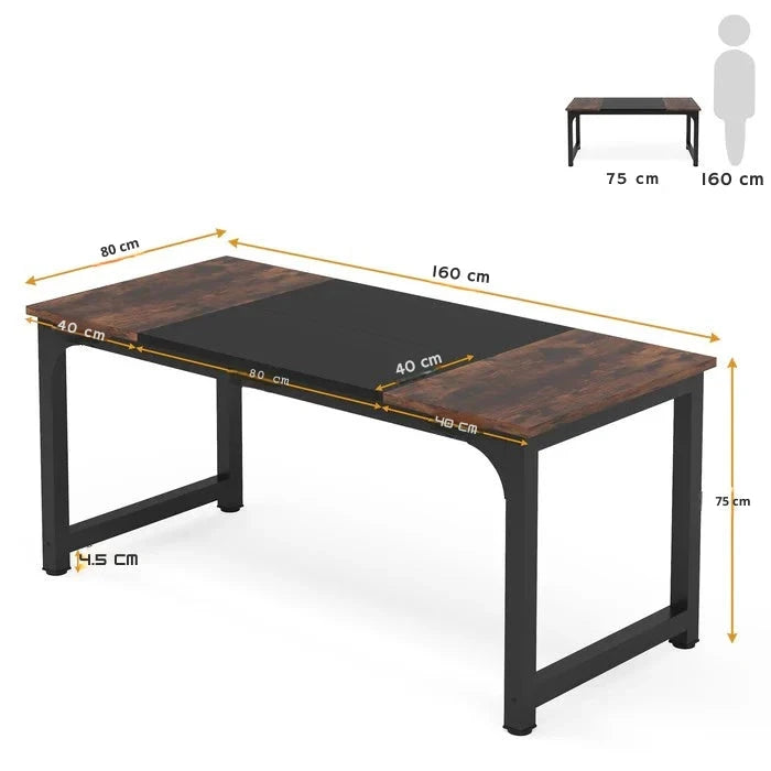 Modern Conference Table - Rectangular Meeting Desk for Computer Use