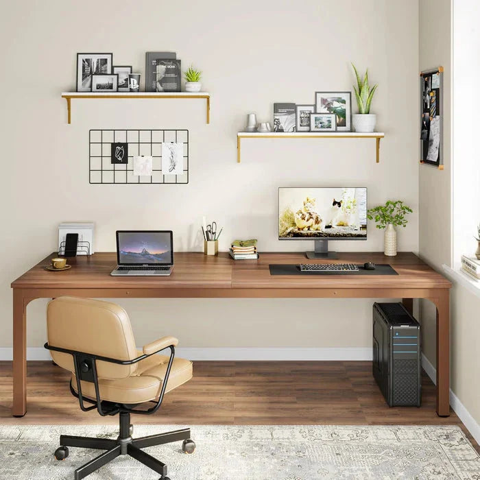 200cm Modern Extra Long Desk - Large Walnut Home Office Workstation