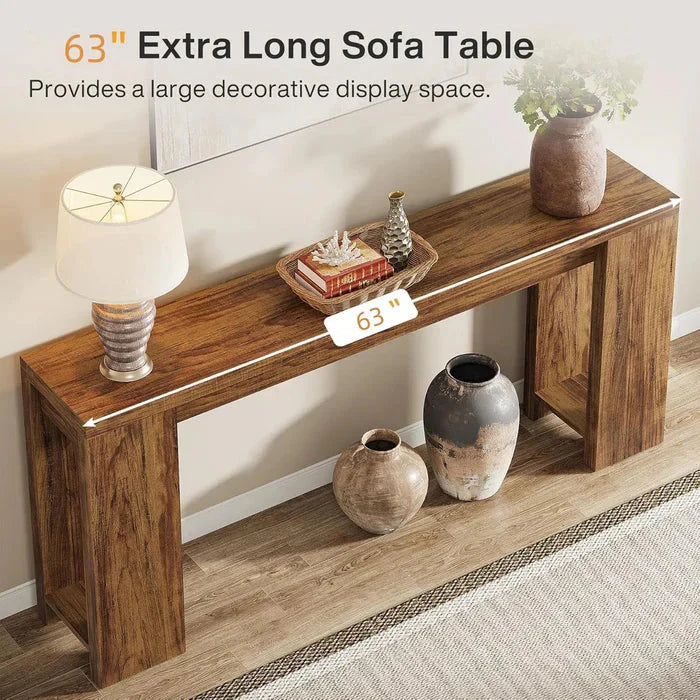 160cm Rustic Farmhouse Console Table - Entryway & Sofa Table with Storage