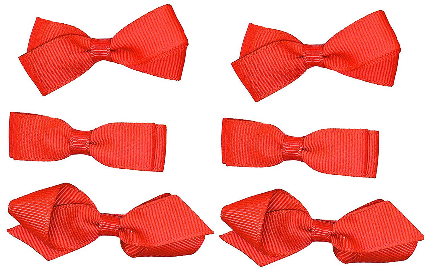School Hair Accessories Clips for Girls 3 Pairs Bows Small Hair Grosgrain Ribbon Clips Uniform (Red)