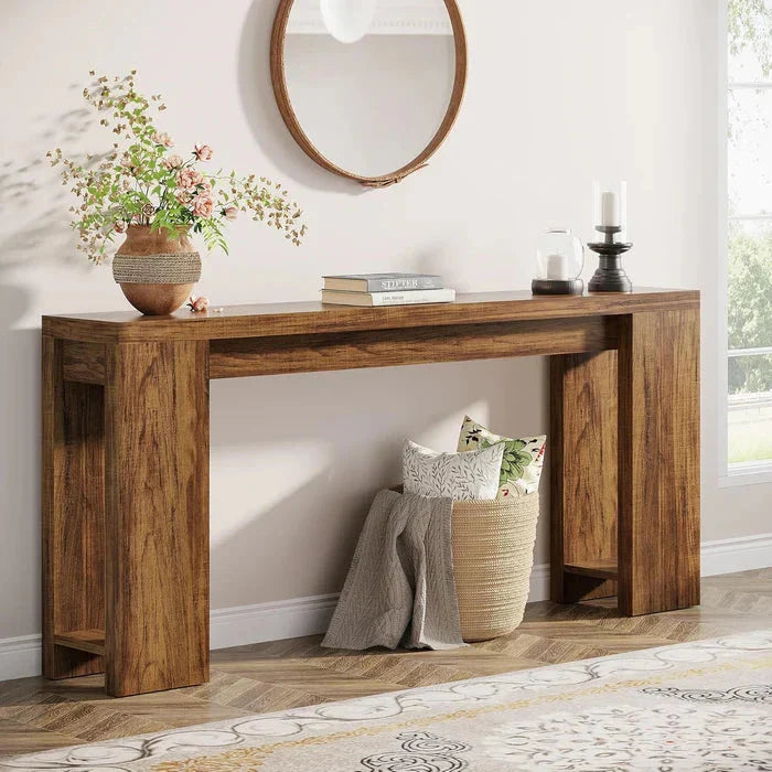 160cm Rustic Farmhouse Console Table - Entryway & Sofa Table with Storage