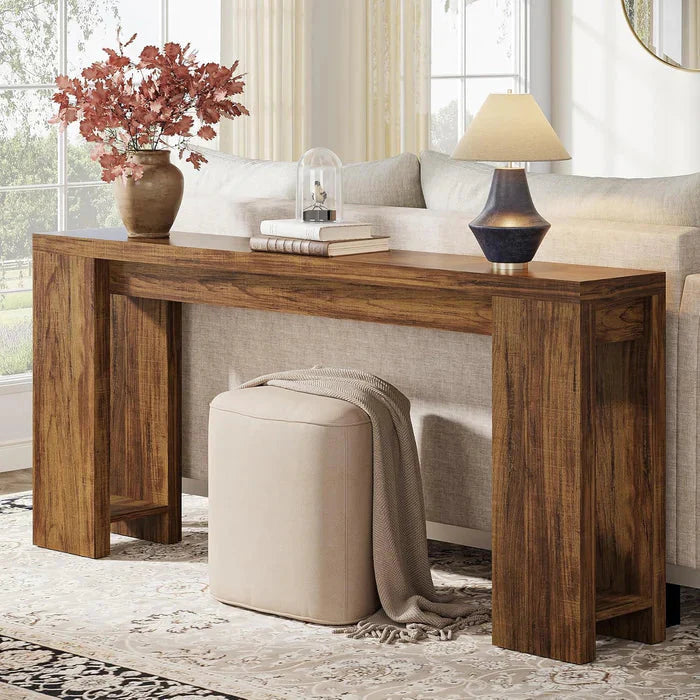 160cm Rustic Farmhouse Console Table - Entryway & Sofa Table with Storage