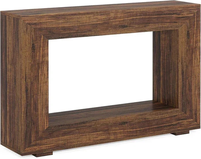 120cm Modern Rustic Console Table - Bold Hollow Geometric Entryway & Accent Sideboard