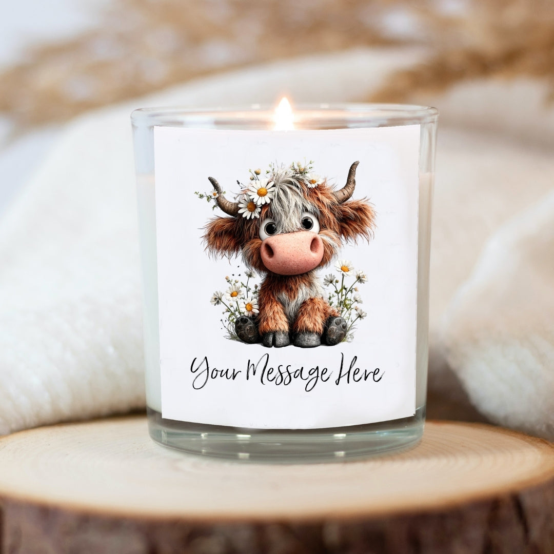 Personalised Daisy Highland Cow Candle – Gift for Her