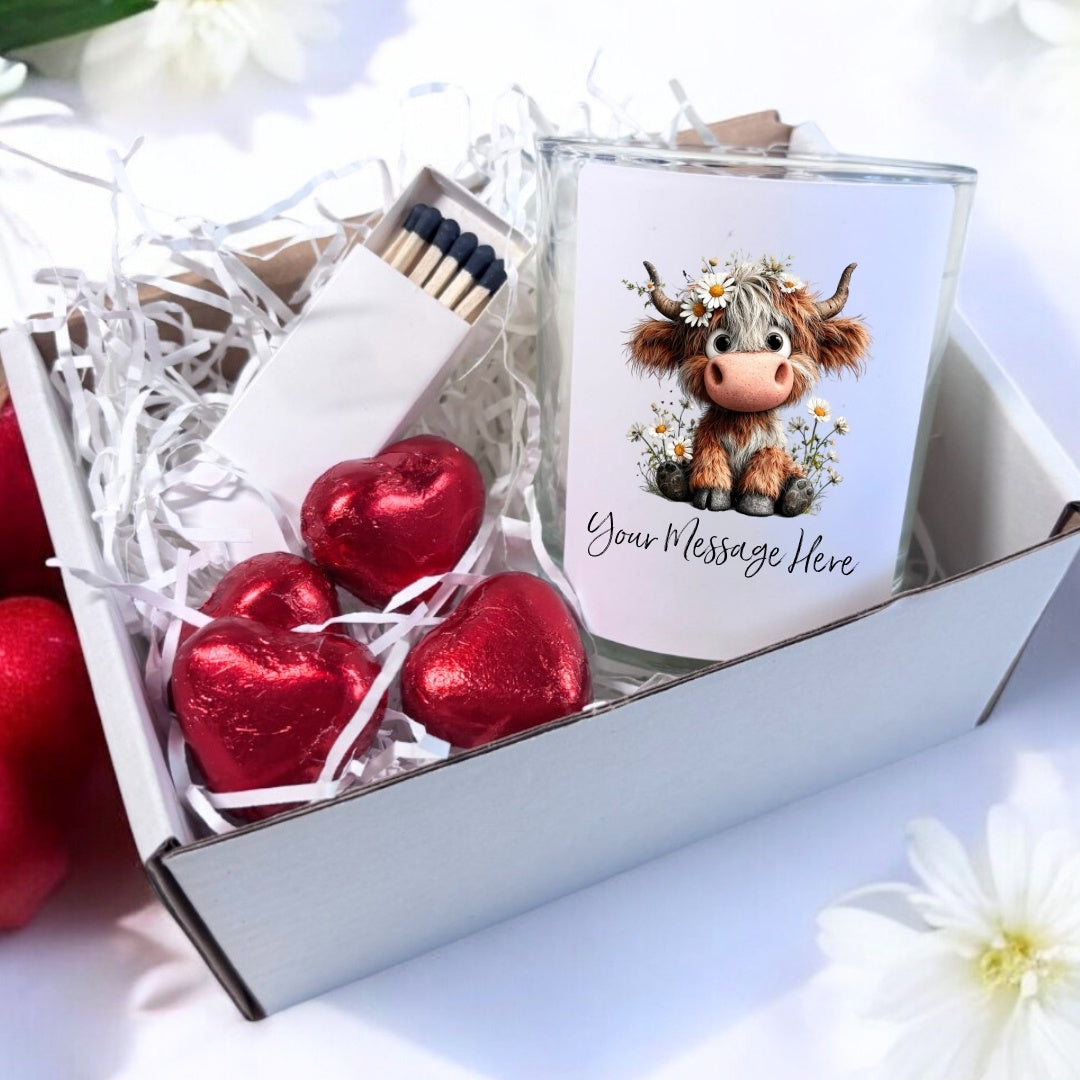Personalised Daisy Highland Cow Candle – Gift for Her