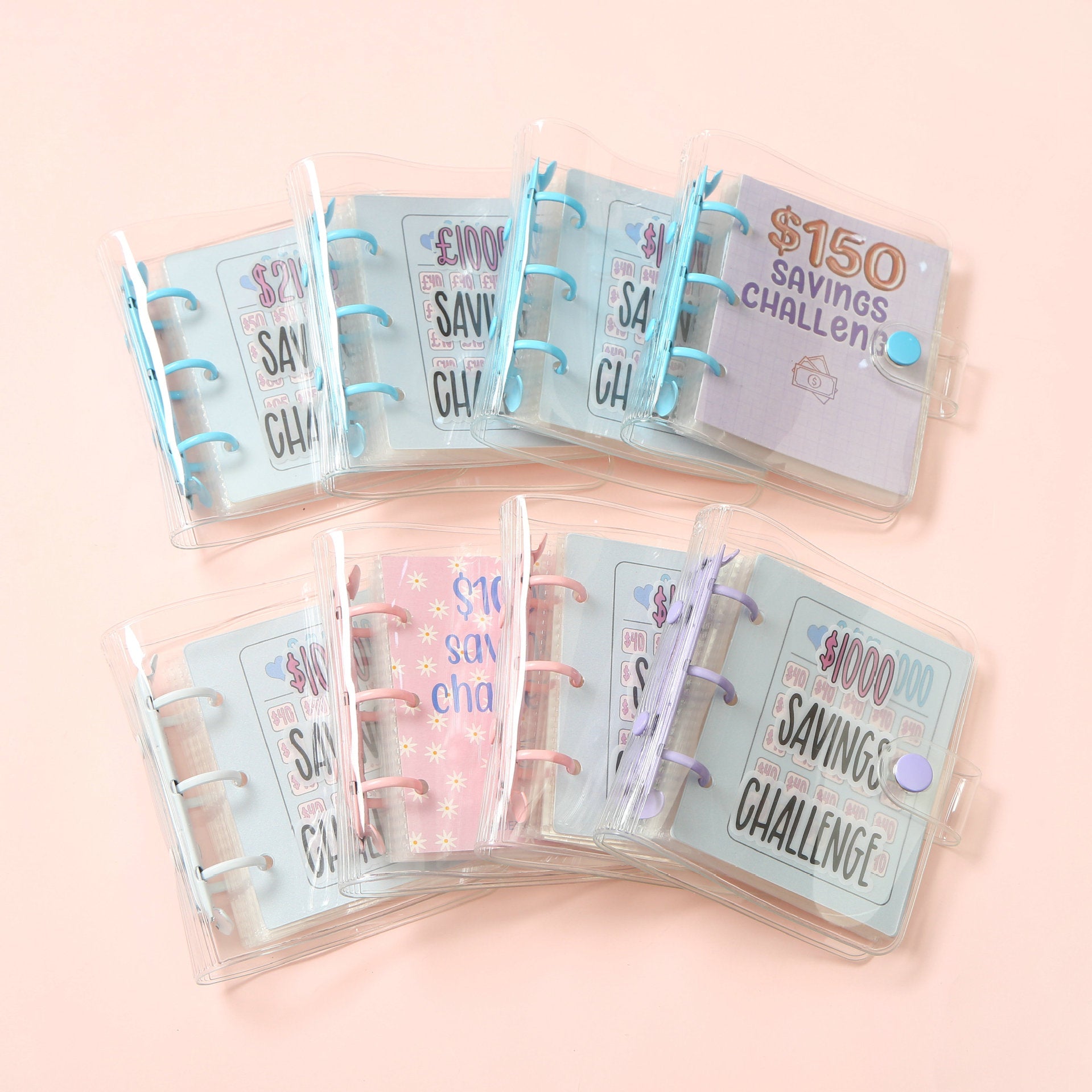 In Stock PVC3 Hole Mini Money Saving Challenge Loose-leaf Binder With Envelope SavingBinder Savings Storage Storage Book