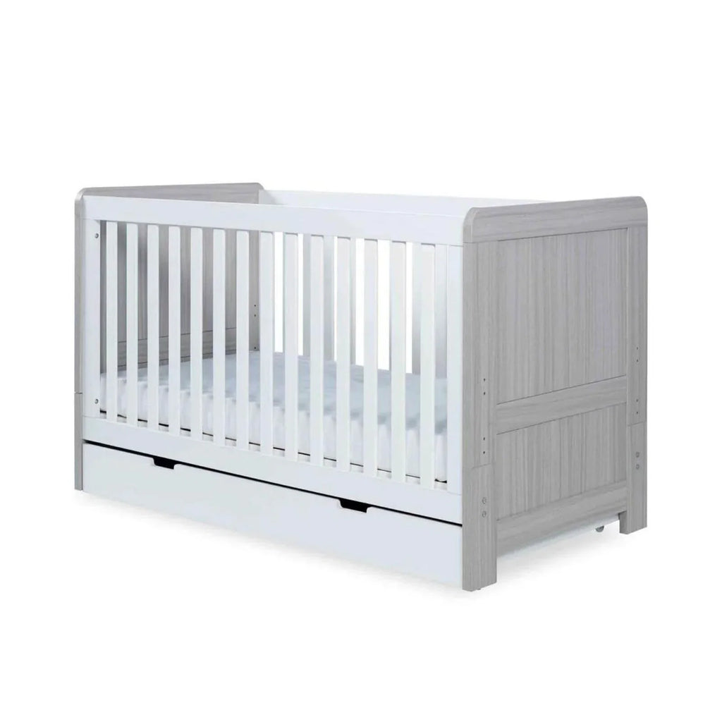 Ickle Bubba Pembrey Furniture Set Under Drawer Ash Grey & White 3 pcs - Premium Sprung Mattress