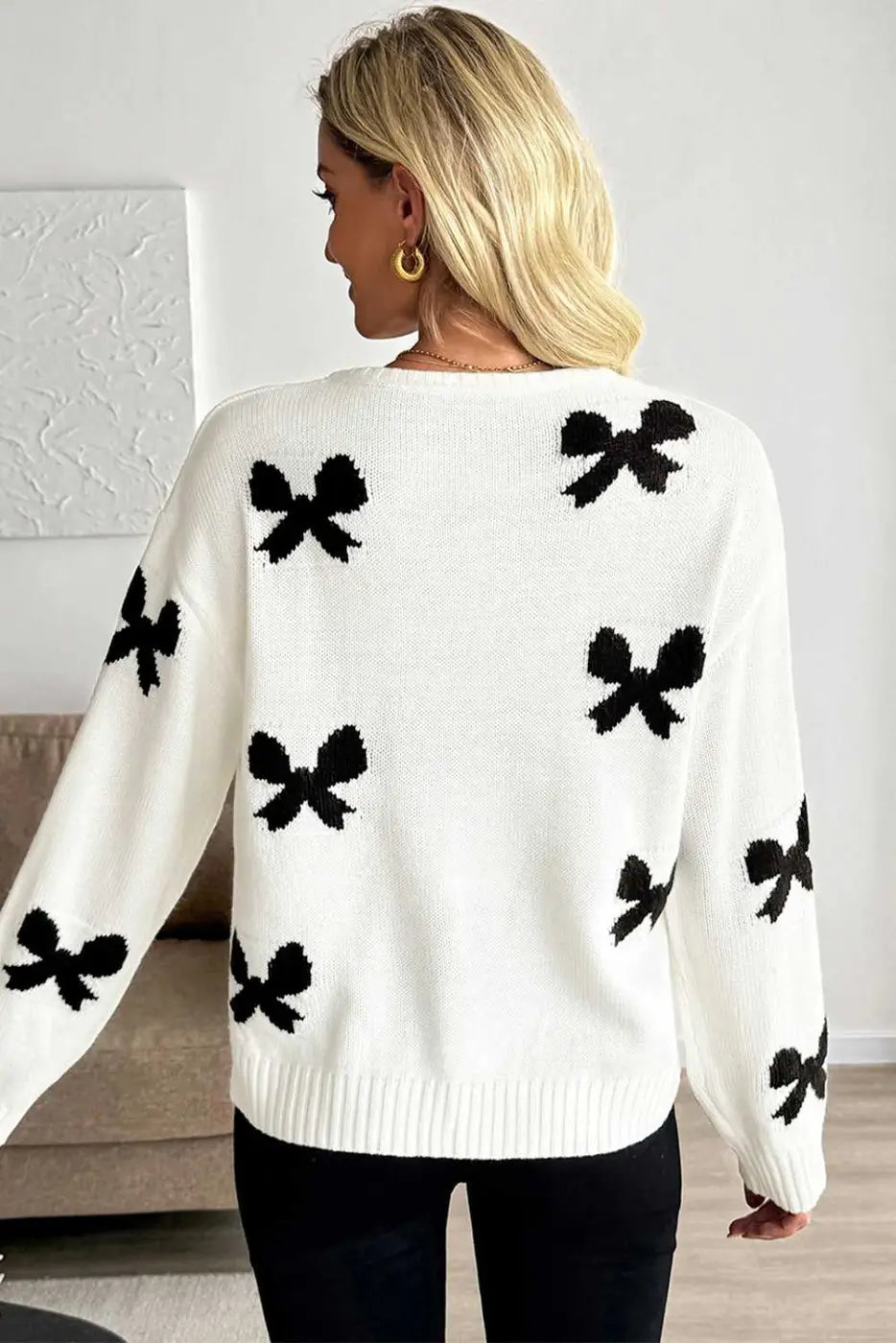 White Lace Bow Knit Cardigan Women UK