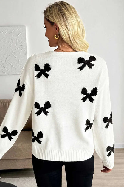 White Lace Bow Knit Cardigan Women UK