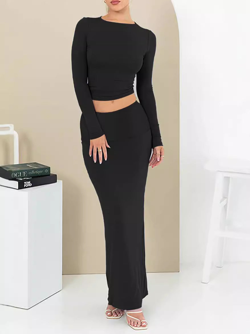 Women's Autumn Pure Color Comfort Slim Fit Two-piece Suit