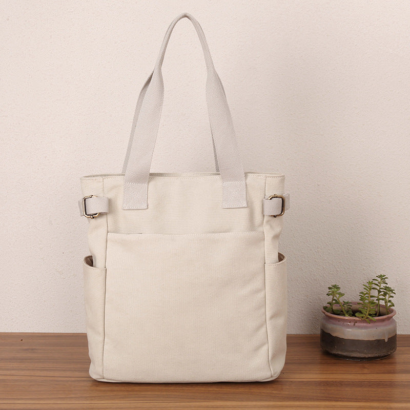Casual Retro One-shoulder Hand-held Tote Canvas Bag For Women
