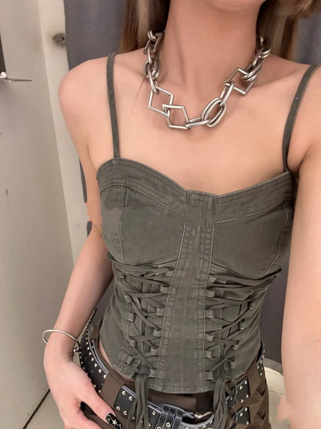 New Women's Spicy Girl Tie Up Tight Fitting Sleeveless Camisole