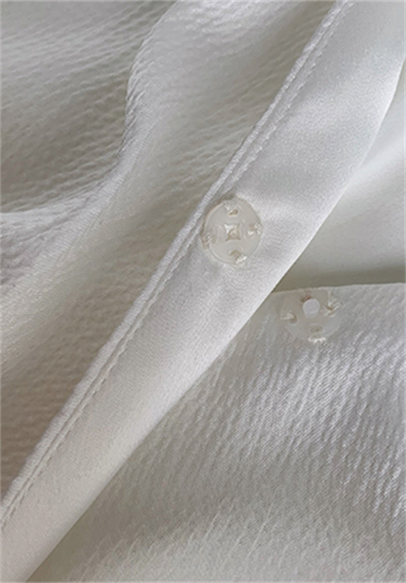 Women's Texture White V Neck Dress