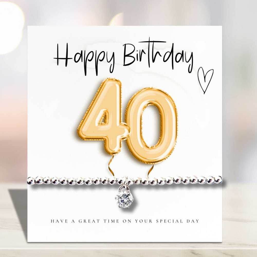 Small 40th Birthday Gold Balloon Gift Hamper Candle Bracelet Chocolates