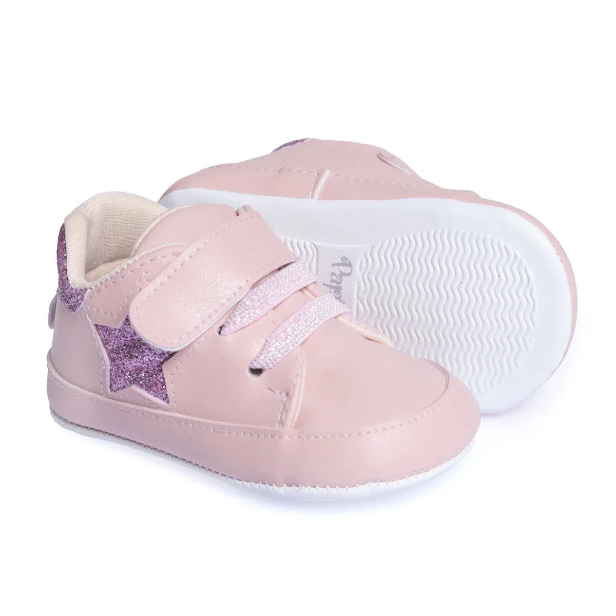 Papulin Star Print Faux Leather First Walker Baby Shoes