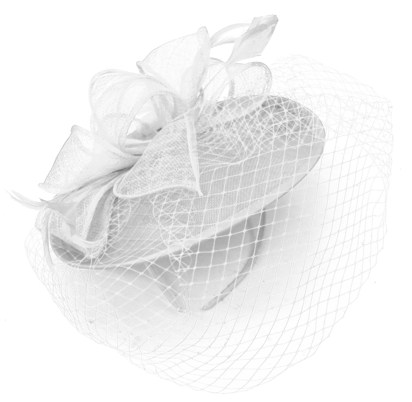 Caprilite Saucer Sinamay Headband Fascinator Wedding Ascot Hat Hatinator Birdcage Veil[White]