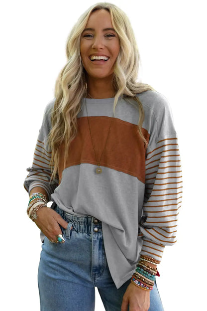 Color Block Bishop Sleeve Top Women UK
