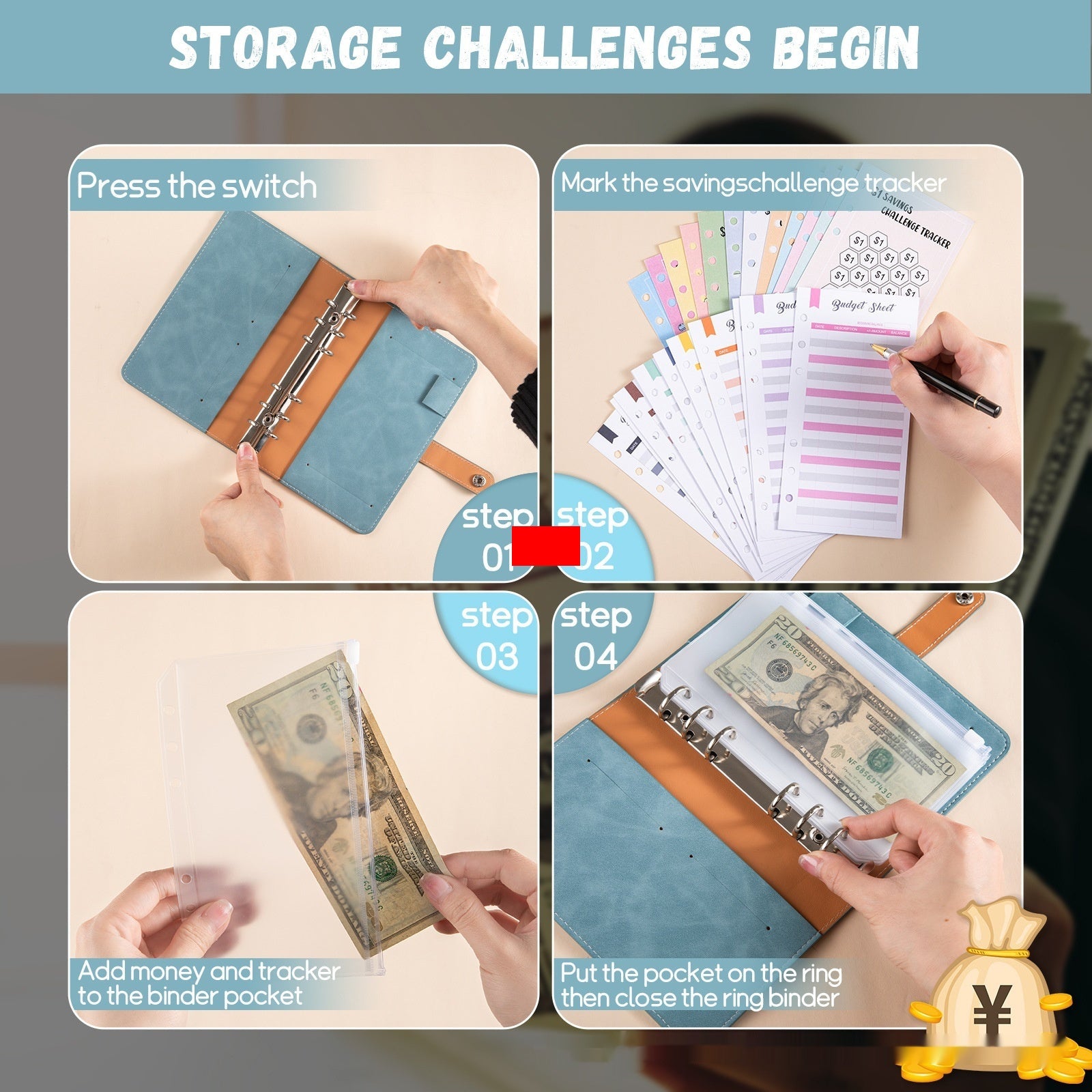 Saving Challenge A6 Loose-leaf Notebook