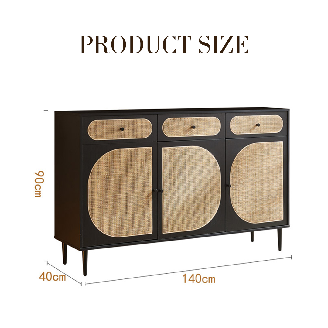Ballard Rattan Sideboard, Black Or Oak