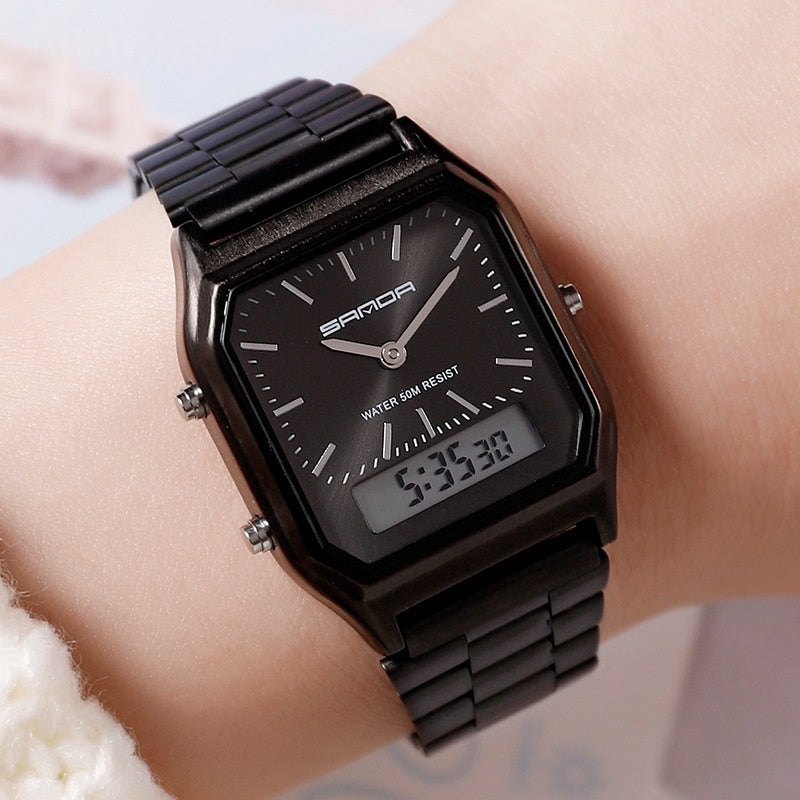 Mens Business Quartz Watch Simple Mens Wristwatch Dual Display