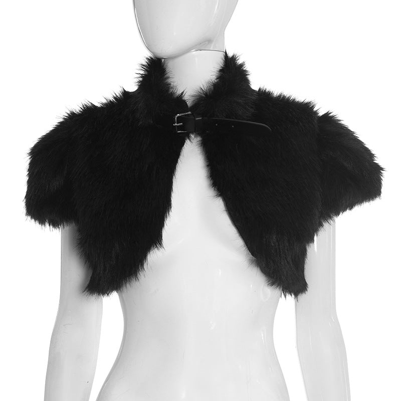 Women's Solid-Color Sexy Fuzzy Short Top With Straps