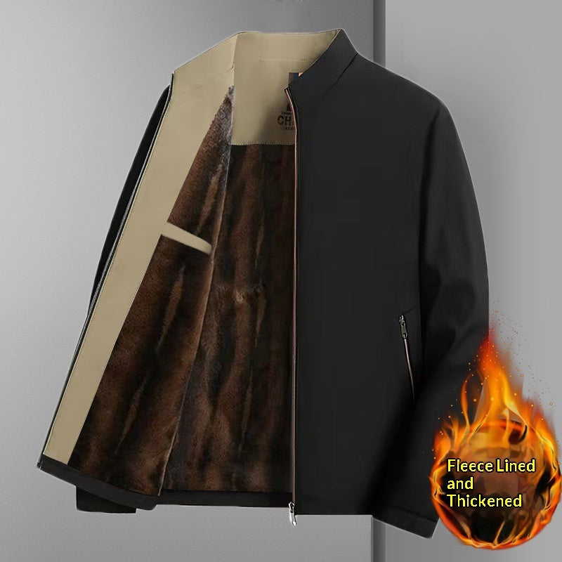 Business Casual Fleece Lined Jacket For Middle Aged