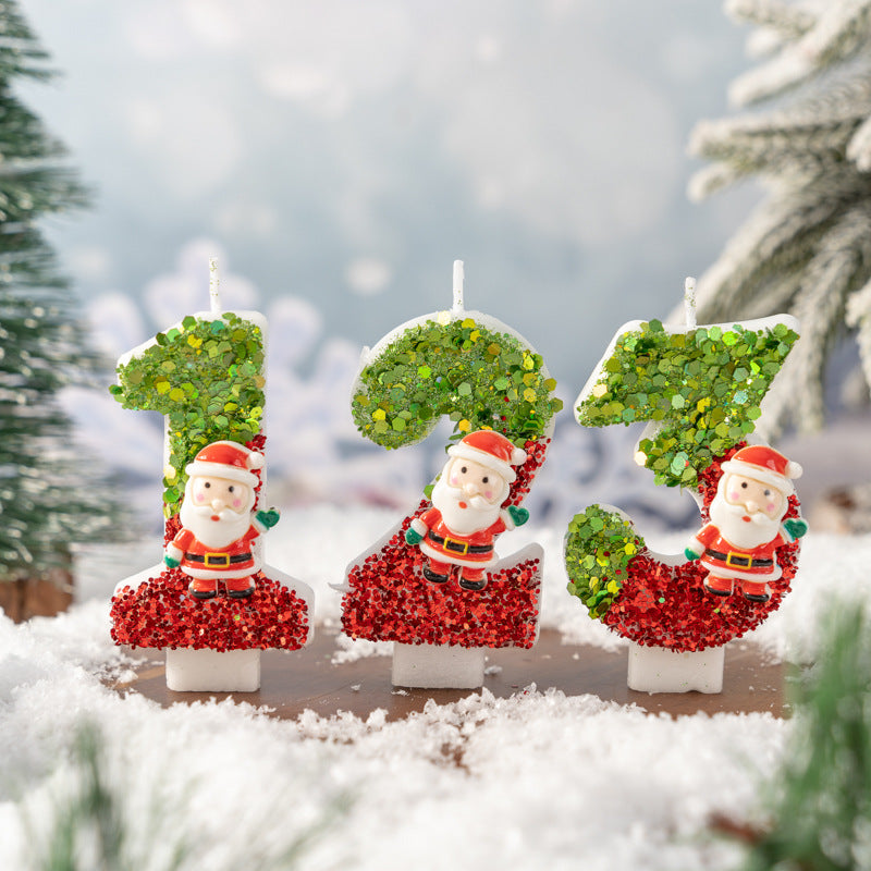 Santa Claus Digital Candle 0-9 Handmade Diy Decoration