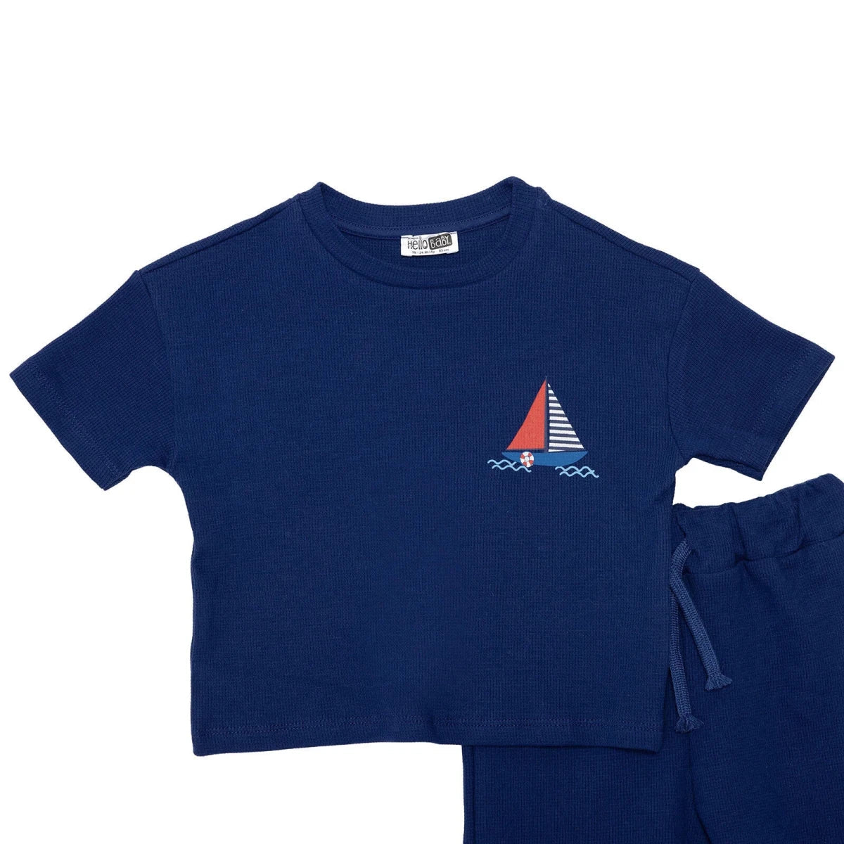 HelloBaby Short Sleeve Waffle Baby T-Shirt & Shorts Set (6-9 Months to 4-5 Years)
