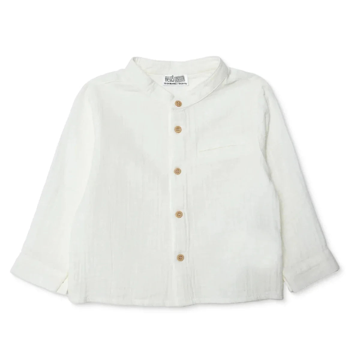 HelloBaby Grandad Collar Muslin Baby Shirt (6-9 Months to 4-5 Years)
