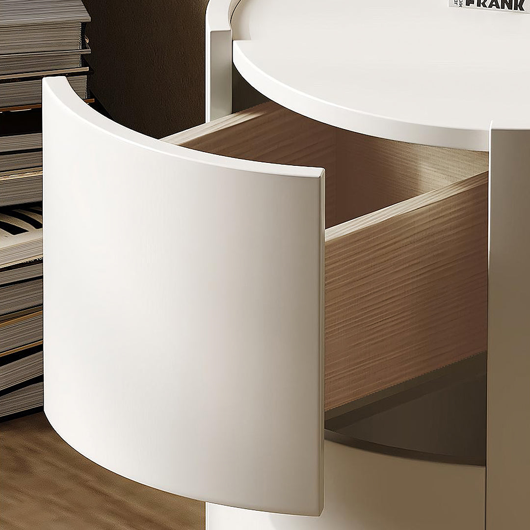 Farooq Round Bedside Table, White