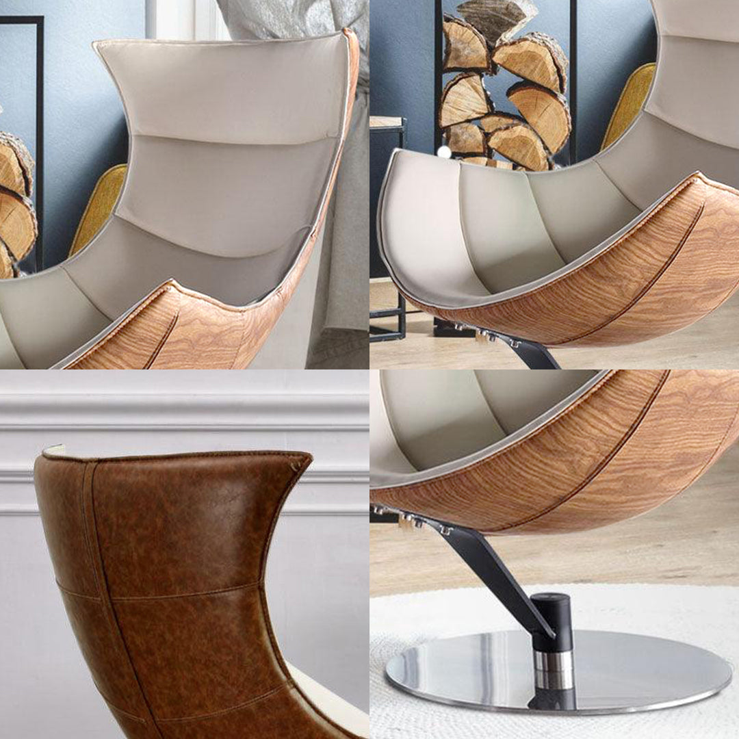 Lobster Swivel Lounge Chair With Ottoman, Walnut Texture