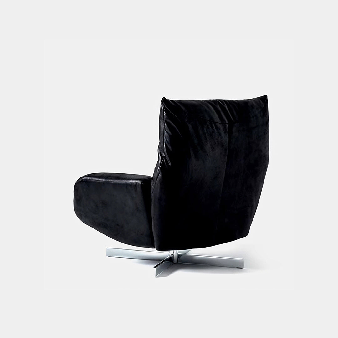 Schmidt Chiara Lounge Chair With Footstool, Swivel, Real Leather